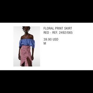 Zara printed midi skirt, size medium